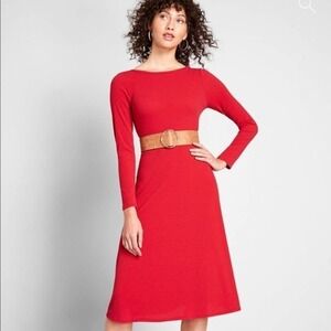 Modcloth Midi Dress Sweet Simplicity Long Sleeve Medium